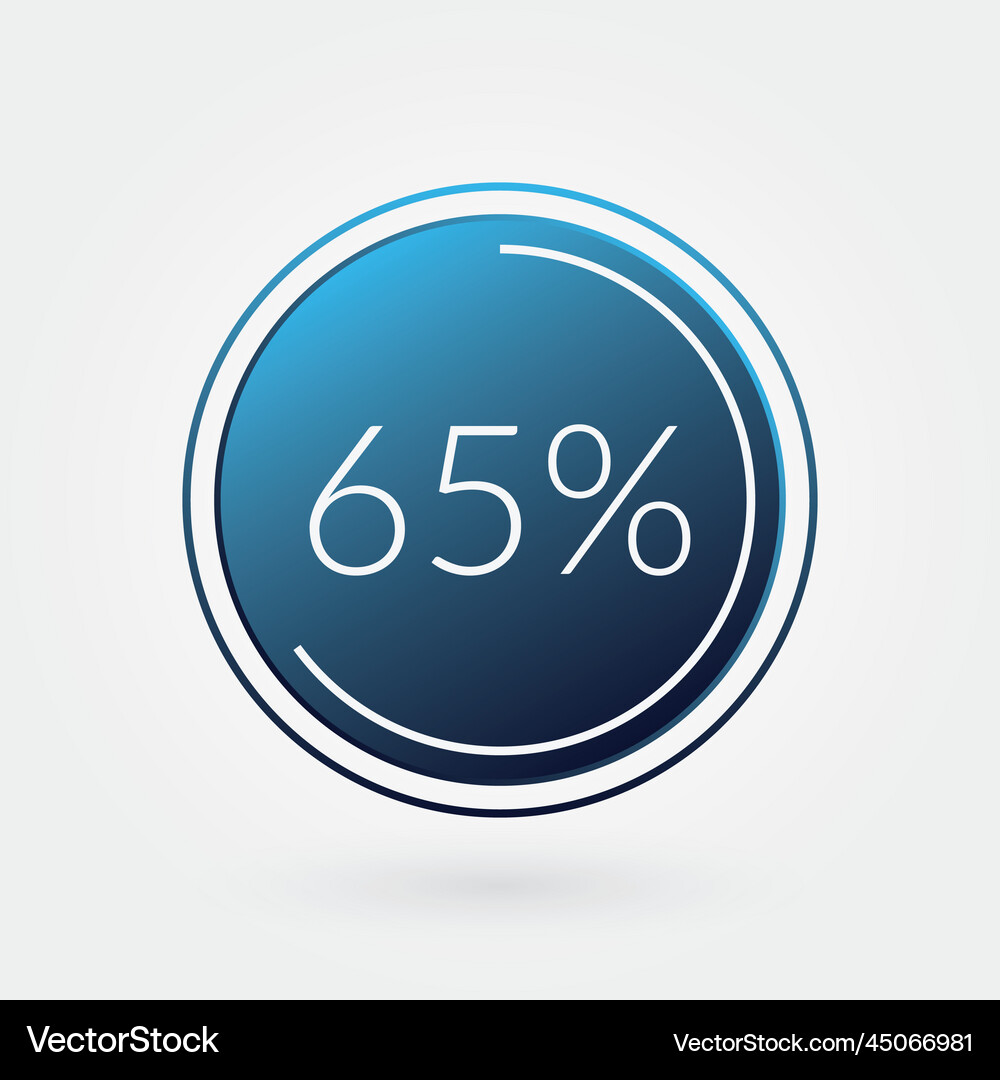65 percent circle chart isolated symbol blue Vector Image