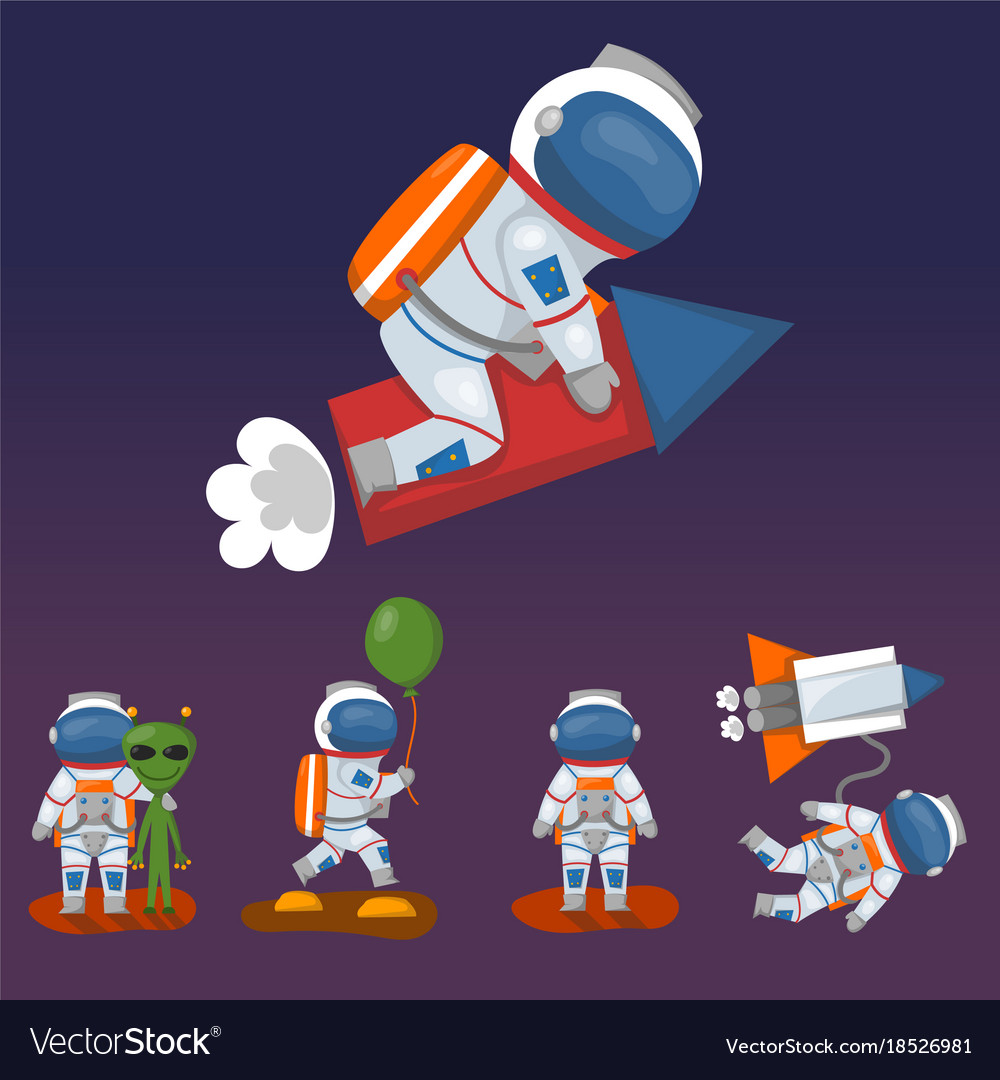 Astronauts in space working character