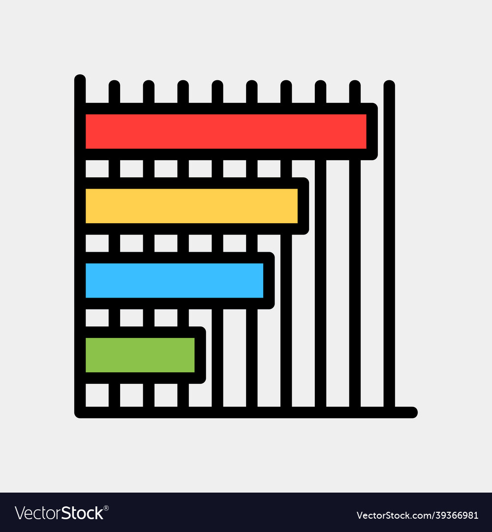 Bar chart icon in filled line style for any vector image Bar chart icon in filled line style for any