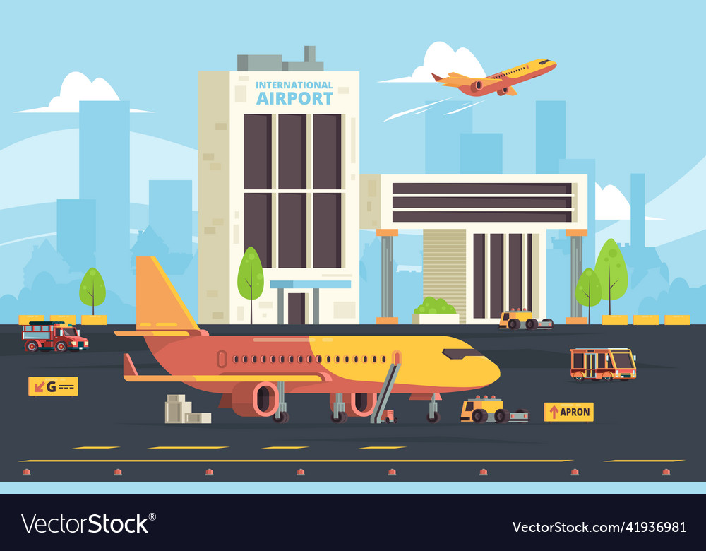 Frachtflugzeug auf Landbahn-Lagerflugzeug vector image Frachtflugzeug auf Landbahn-Lagerflugzeug