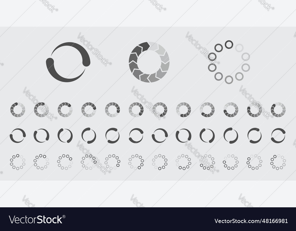 Circular loading buffering icons set vector image Circular loading buffering icons set