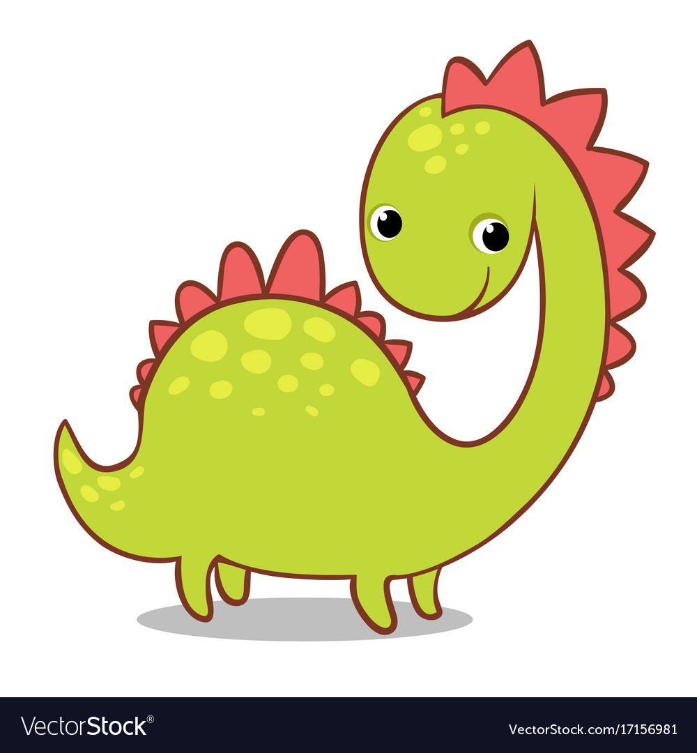 Cute smiling dinosaur on a white background Vector Image