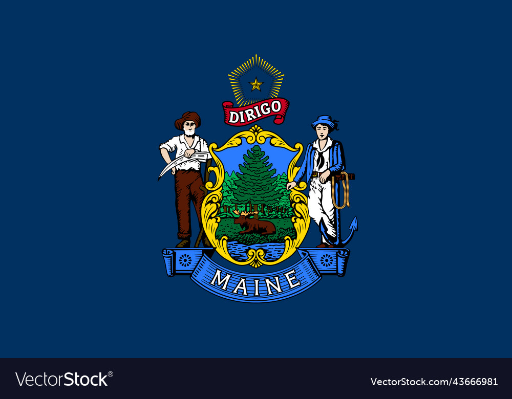 Flag of maine symbol usa federal state Royalty Free Vector