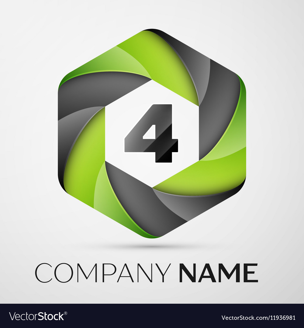 Four number colorful logo in the hexagonal