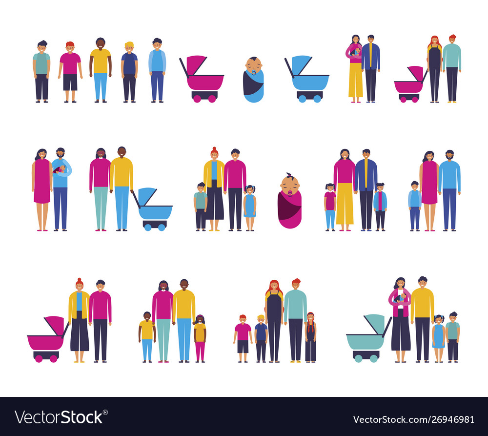 Gruppeninterracial Familienmitglieder