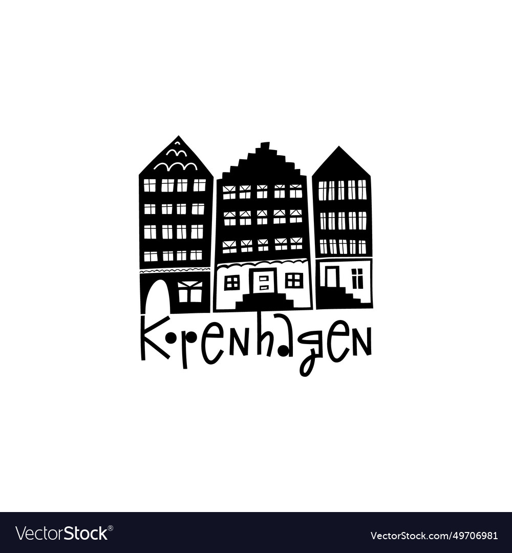 Hand drawn denmark label travel scandinavian Vector Image