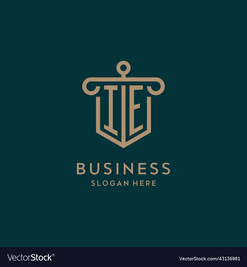 Ie monogram initial logo design with shield