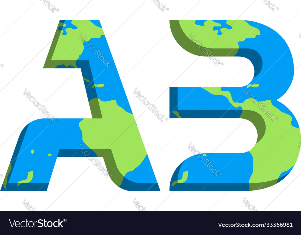 Initial ab logo design with world map style vector image Initial ab logo design with world map style