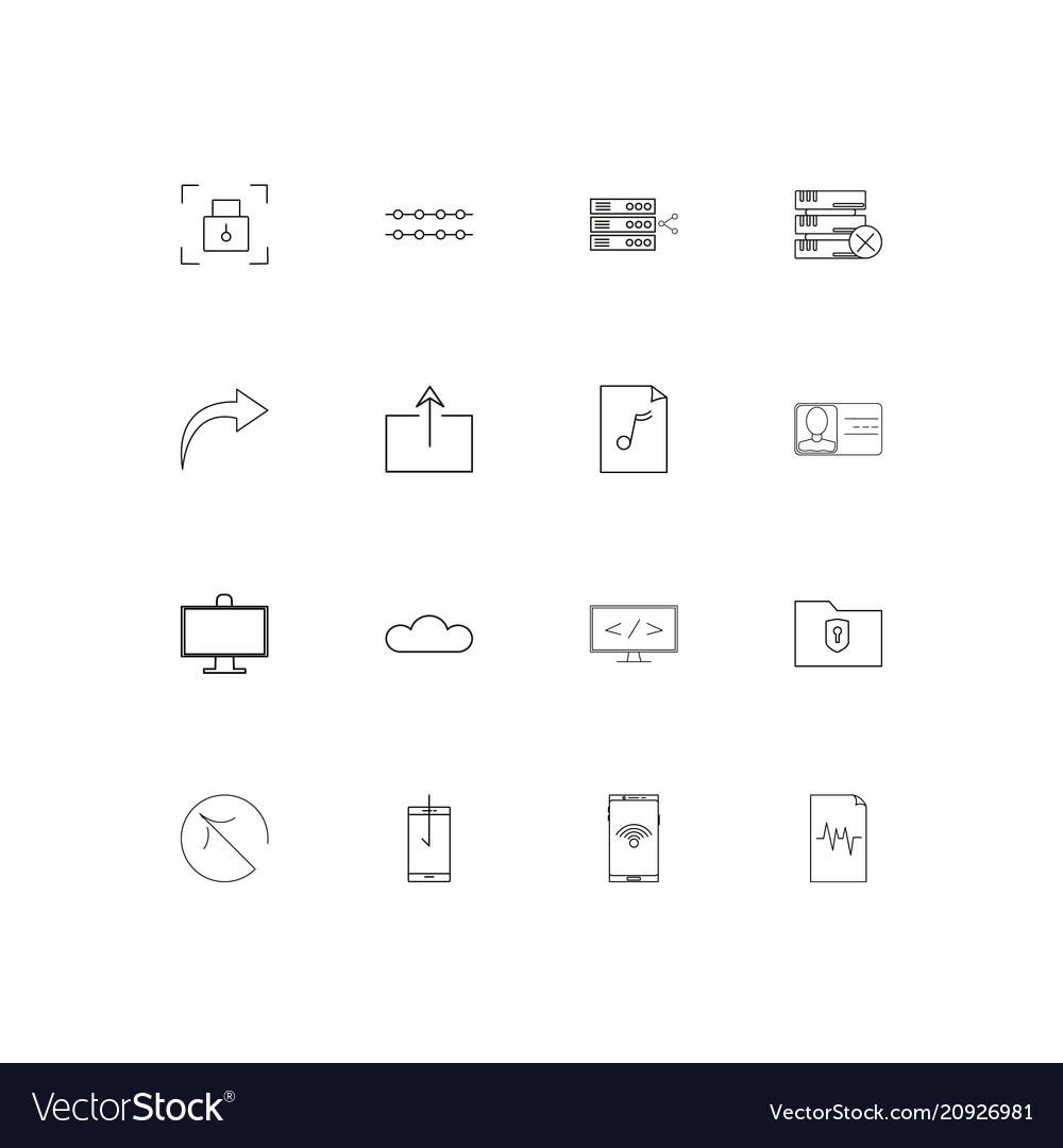 Internet technologies linear thin icons set