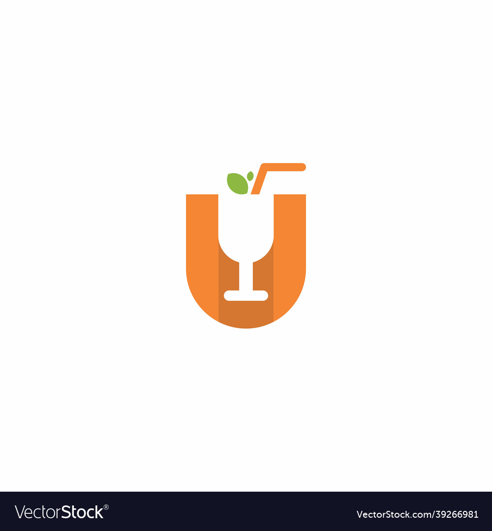 Juice glass logo letter u drink