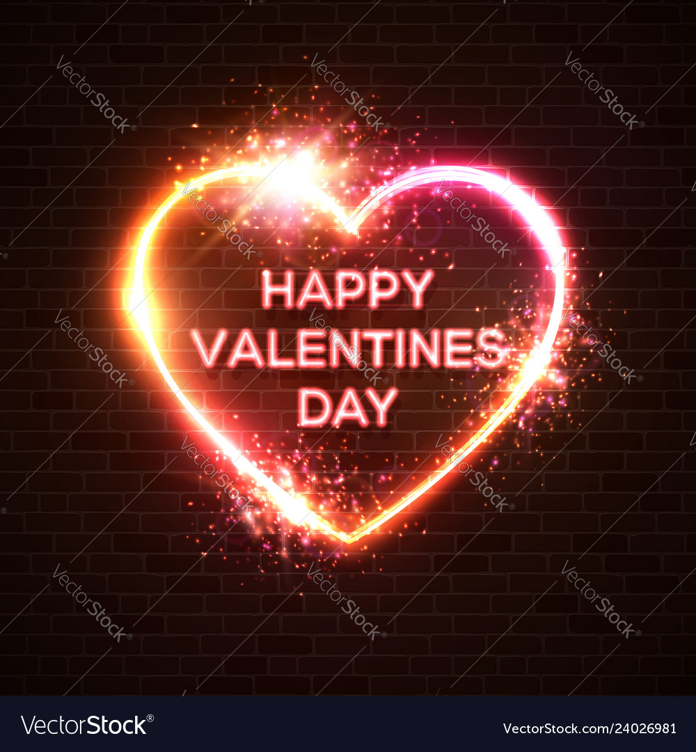 Neon Valentine Hearts Background
