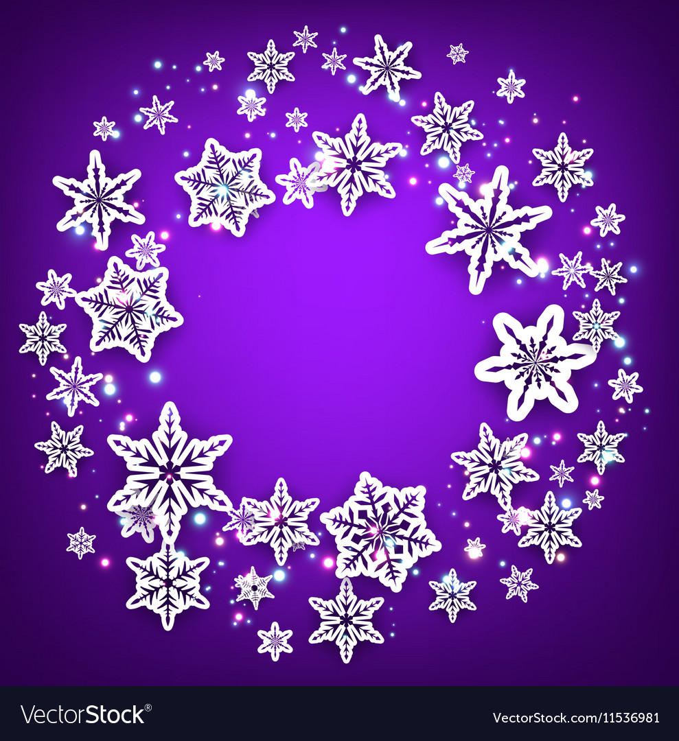 Purple round background with snowflakes