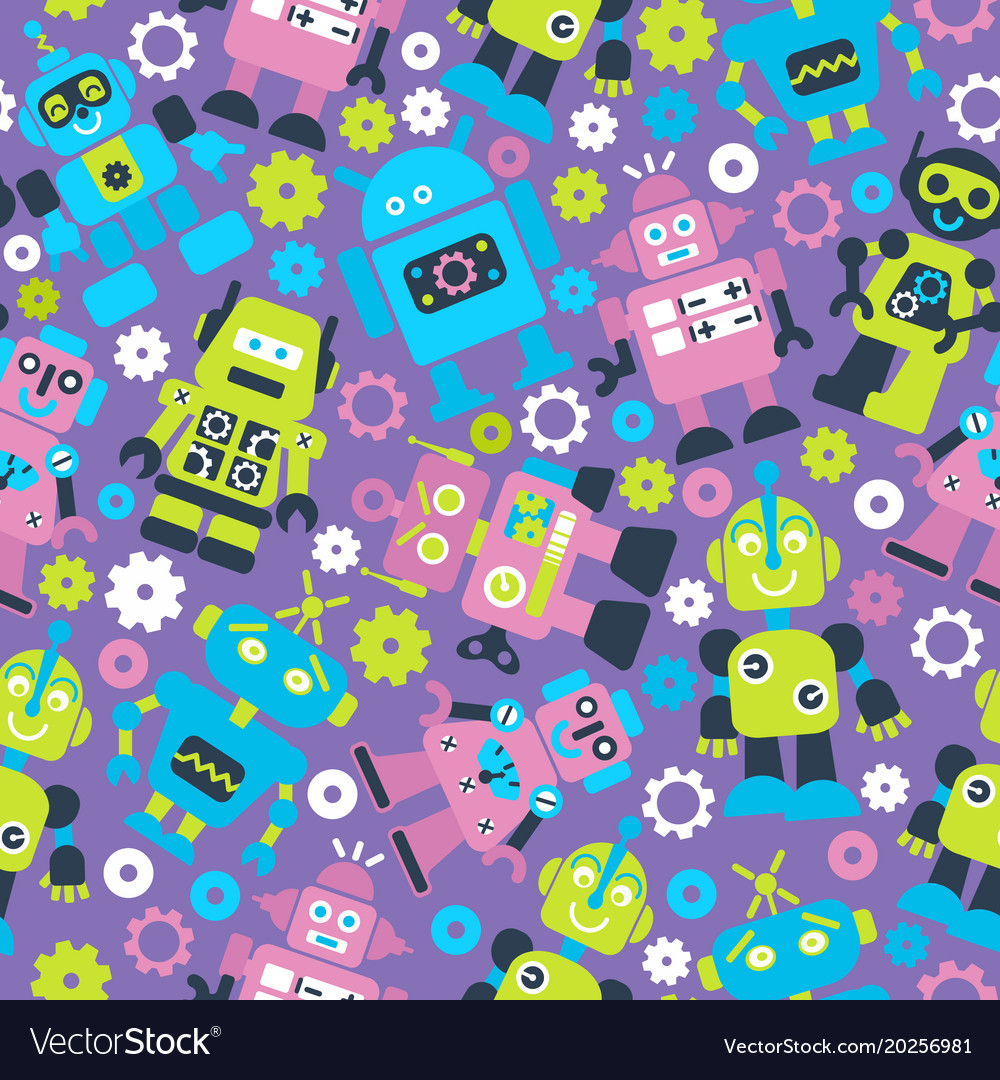 Robotrs color seamless pattern