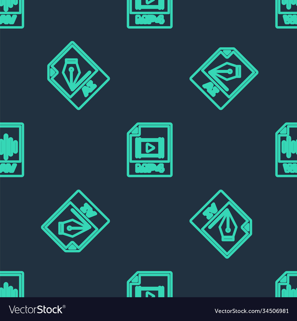 Set line mp4 file document ai and wav on seamless vector image Set line mp4 file document ai and wav on seamless