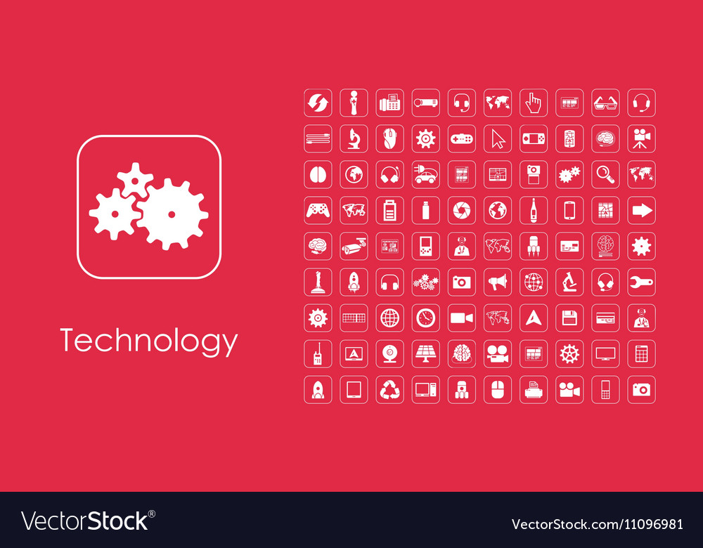 Set of technology simple icons