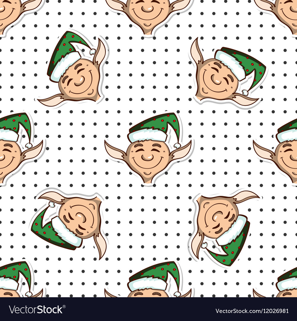 Sniling elves seamless pattern