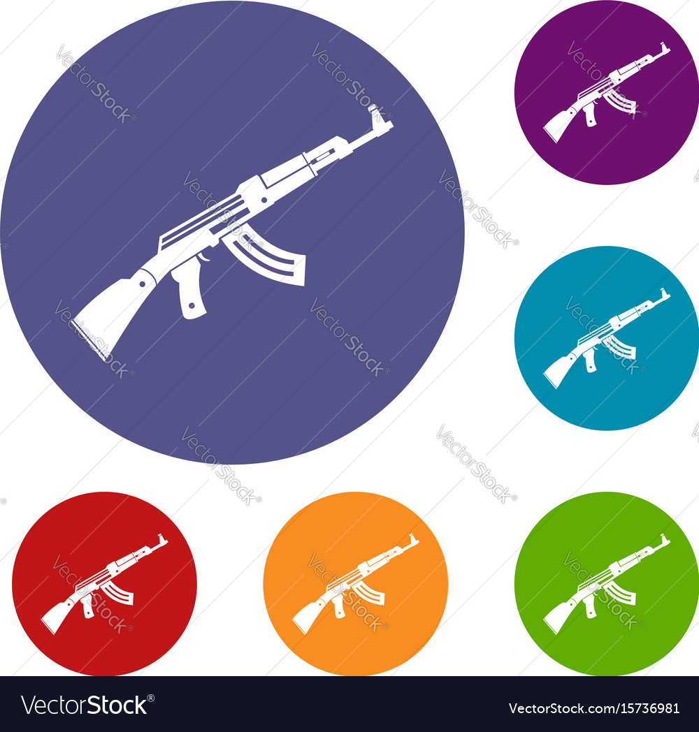 Submachine gun icons set Royalty Free Vector Image