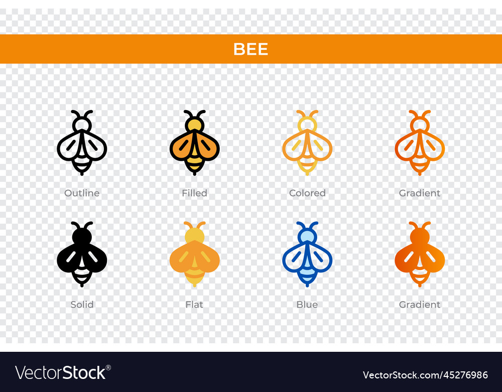Bee icon in different style icons designed vector image Bee icon in different style icons designed