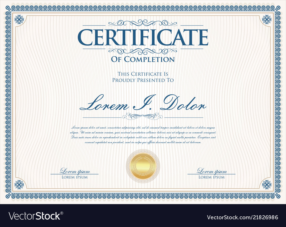 Certificate or diploma retro vintage design Vector Image