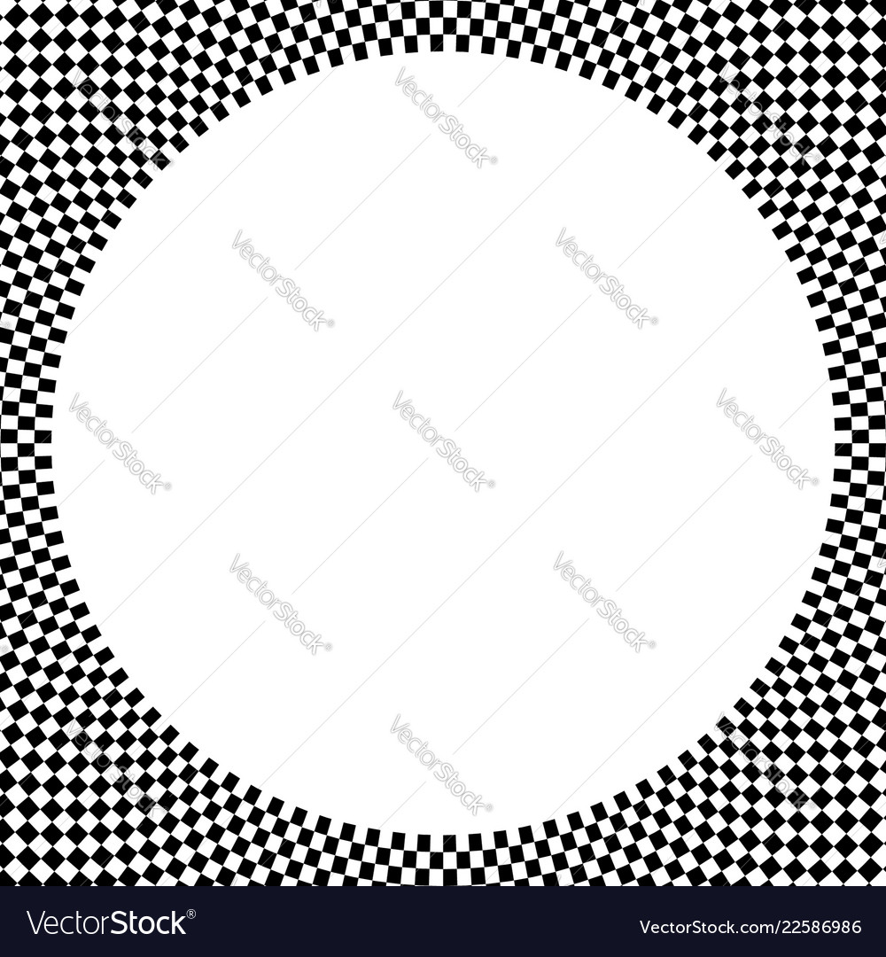 Checkered circular element abstract monochrome vector image Checkered circular element abstract monochrome