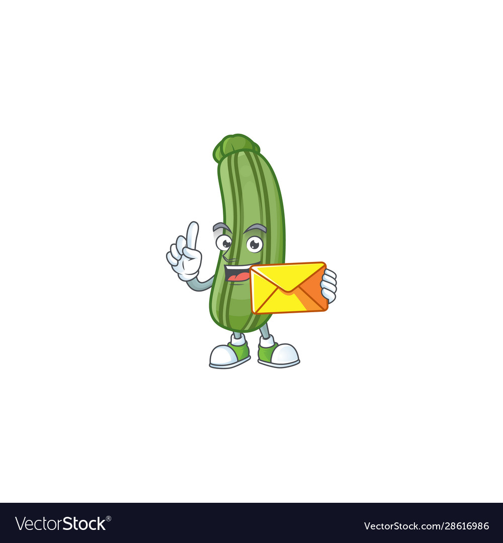 Cheerful zucchini mascot cartoon character