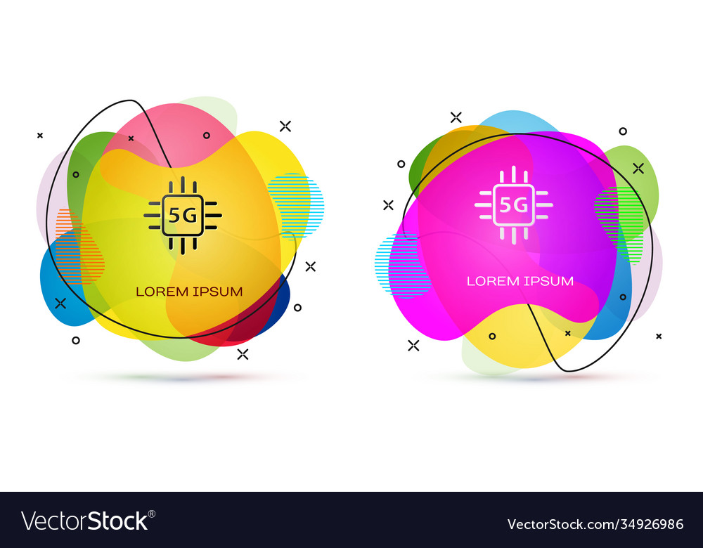 Color computer processor 5g with microcircuits cpu vector image Color computer processor 5g with microcircuits cpu