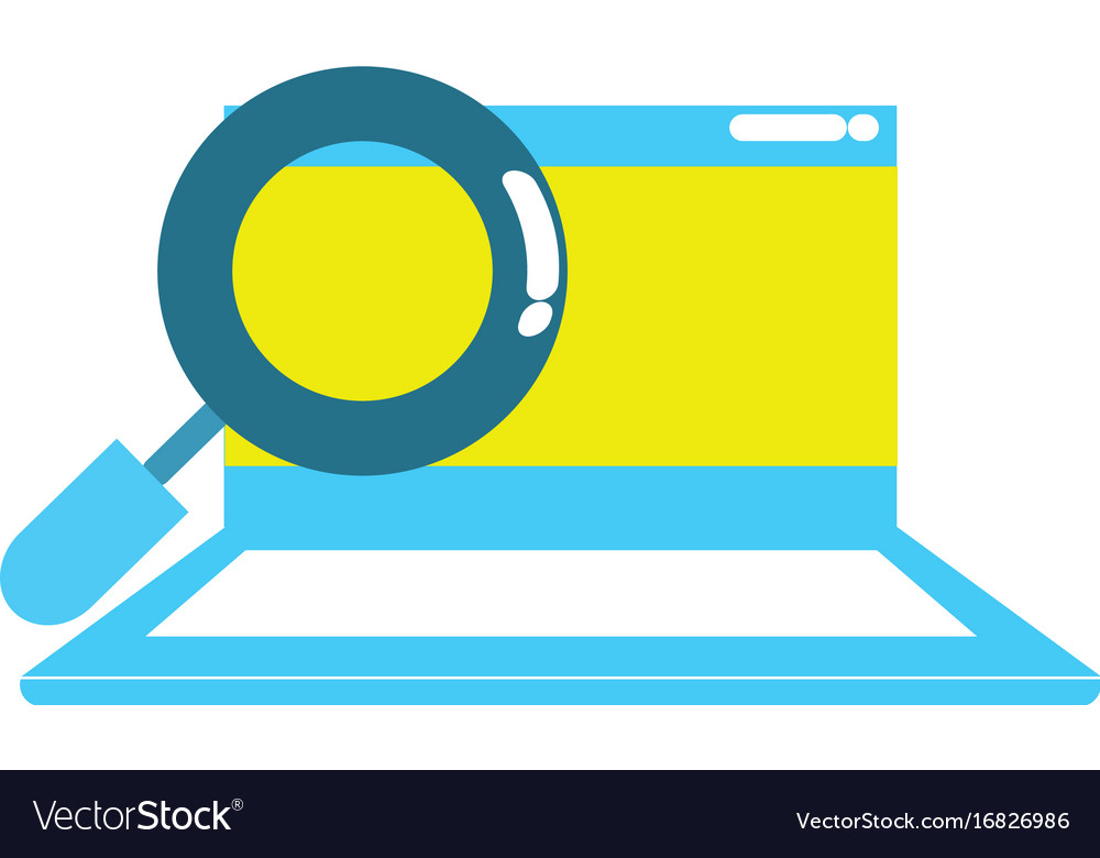 Computer with magnifying glass and security code