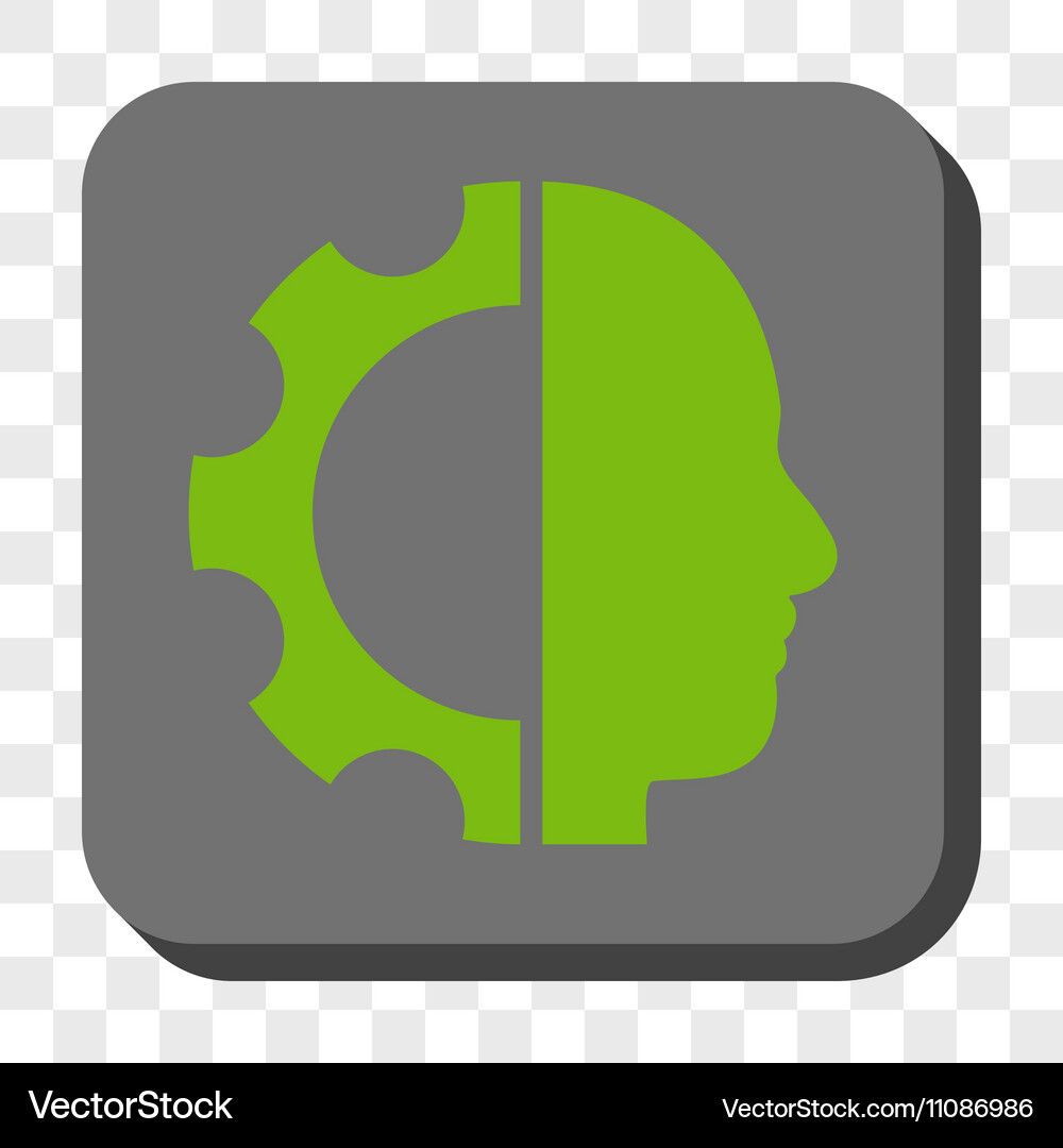 Cyborg gear rounded square button Royalty Free Vector Image