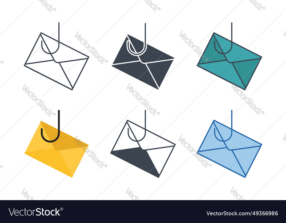 Data phishing hacking online icon collection vector image Data phishing hacking online icon collection