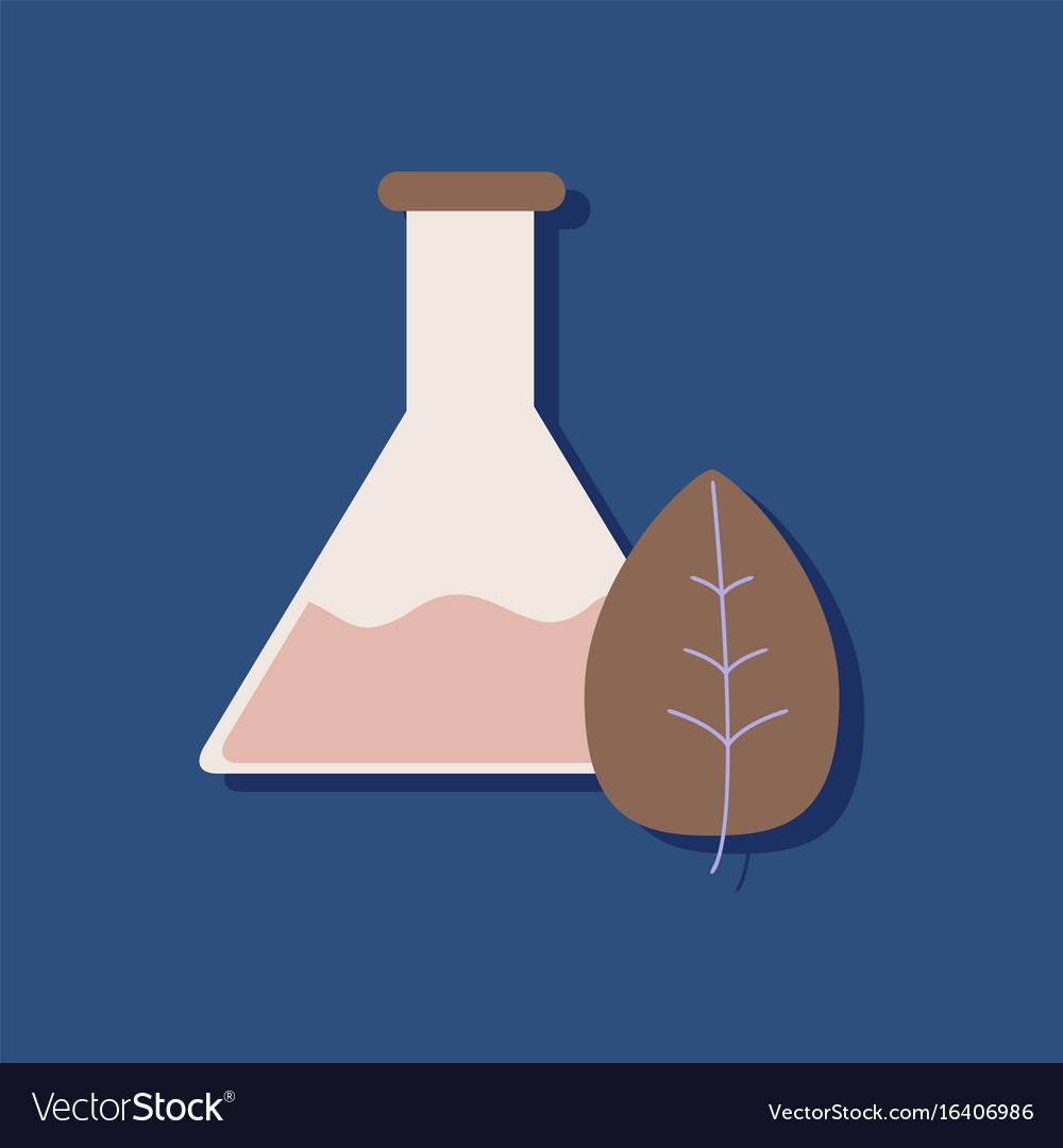 Flat icon design collection lab flask with leaf
