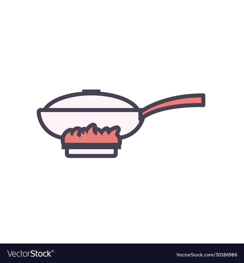 Isolated frying pan line and fill style icon