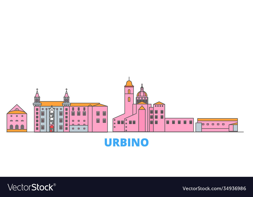 Italy urbino city line cityscape flat