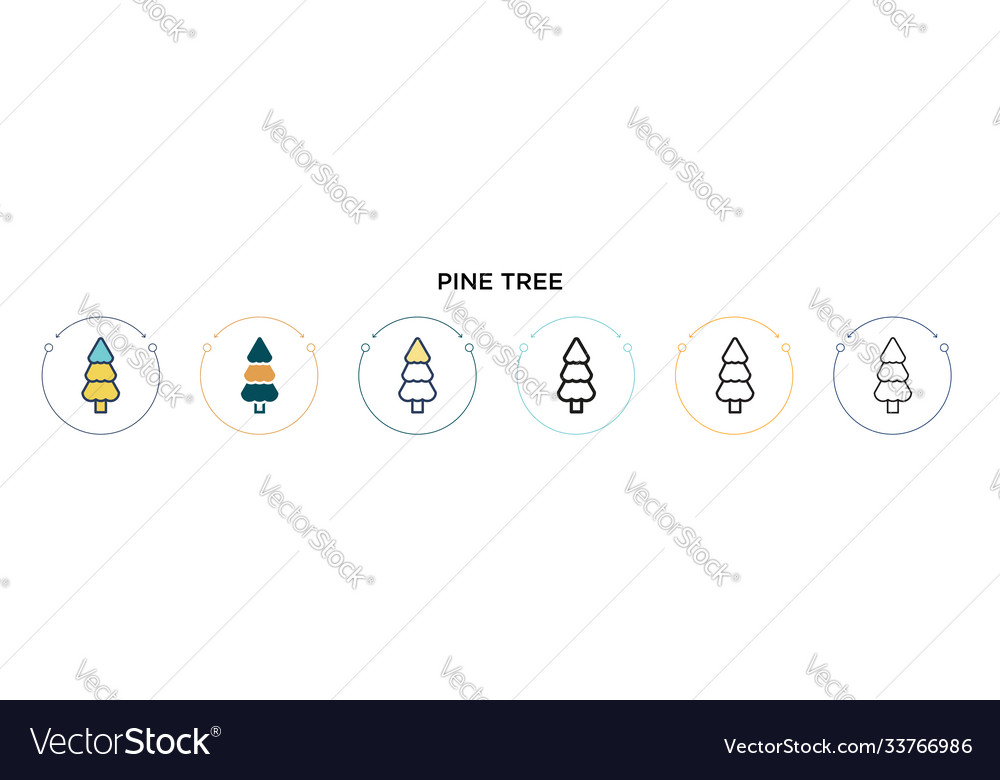 Pine tree icon in filled thin line outline
