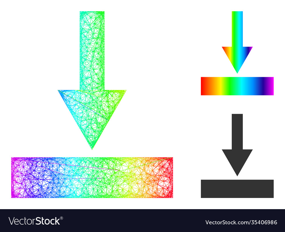 Rainbow net mesh gradient move bottom icon vector image Rainbow net mesh gradient move bottom icon
