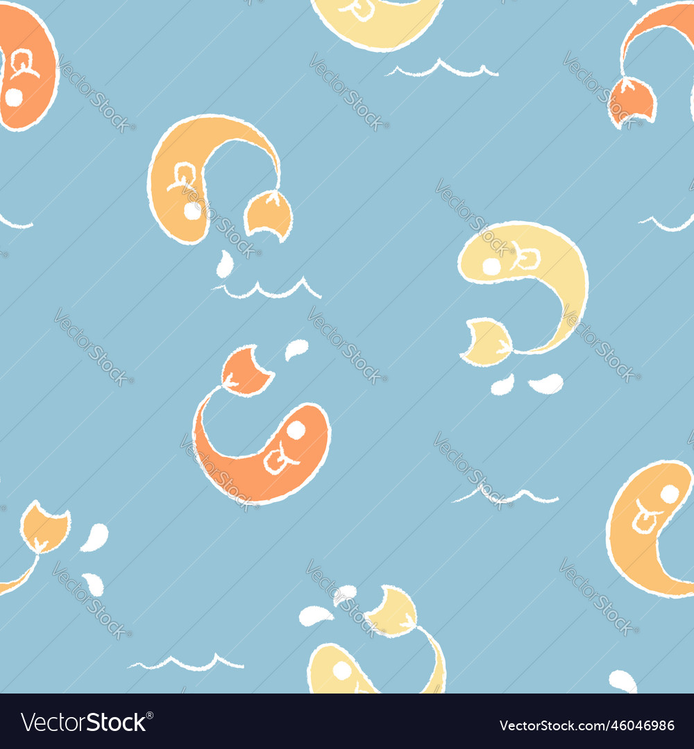 Seamless fish repeat pattern in blue background vector image Seamless fish repeat pattern in blue background