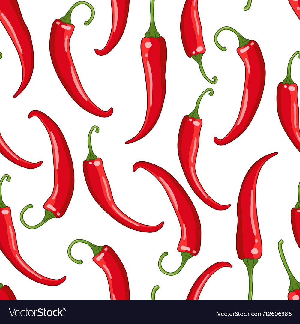 Seamless pattern white with chilli pepper Vector Image