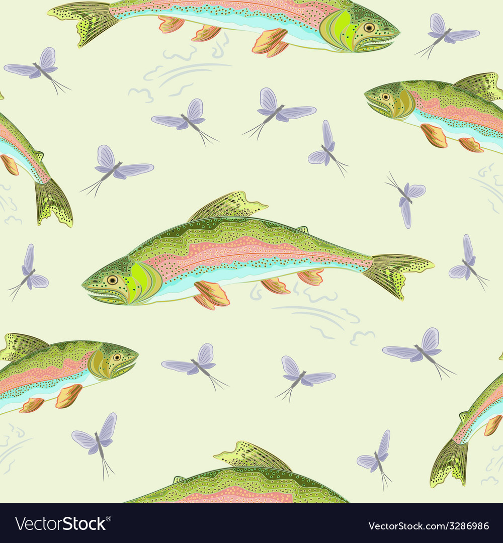 Seamless texture rainbow trout leaping