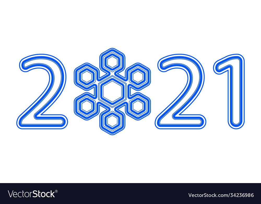 Snowflake 2021 number vector image Snowflake 2021 number