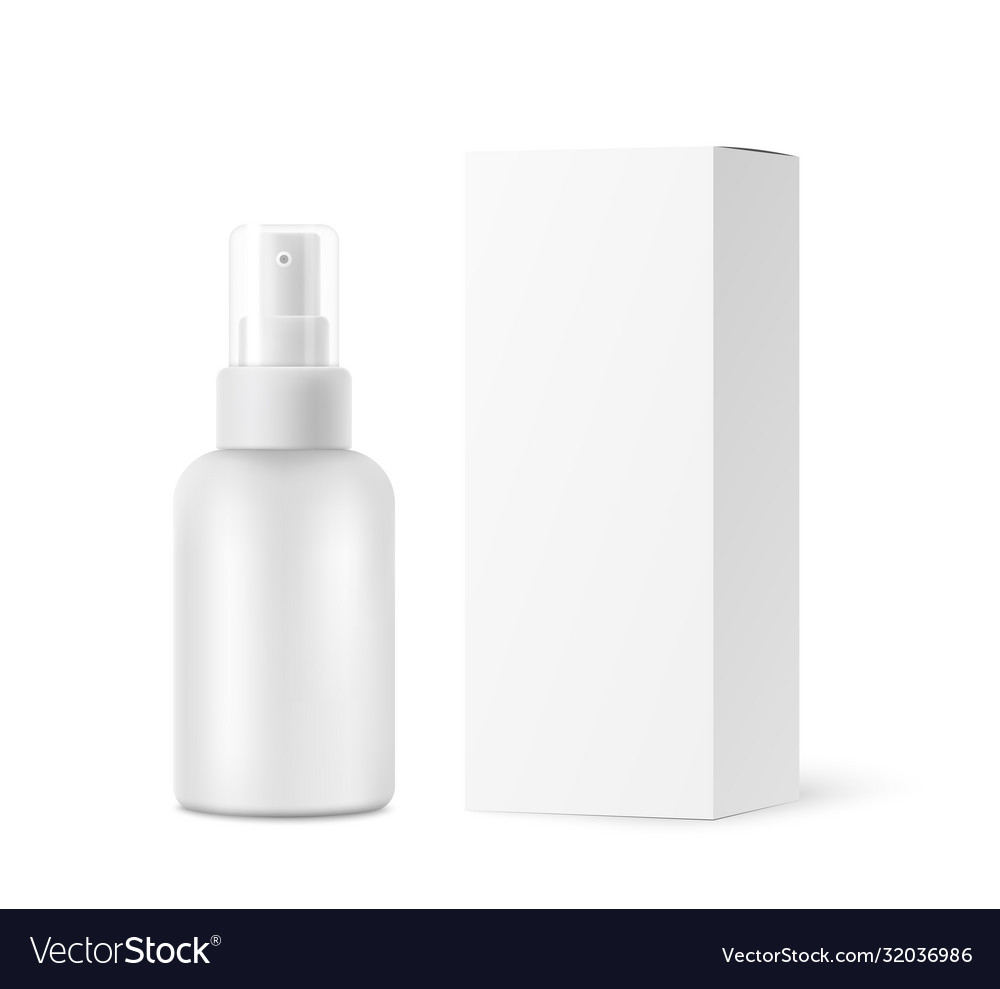 Spray bottle with transparent cap cardboard box