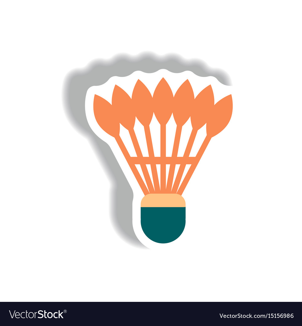 Stylish icon in paper sticker style shuttlecock