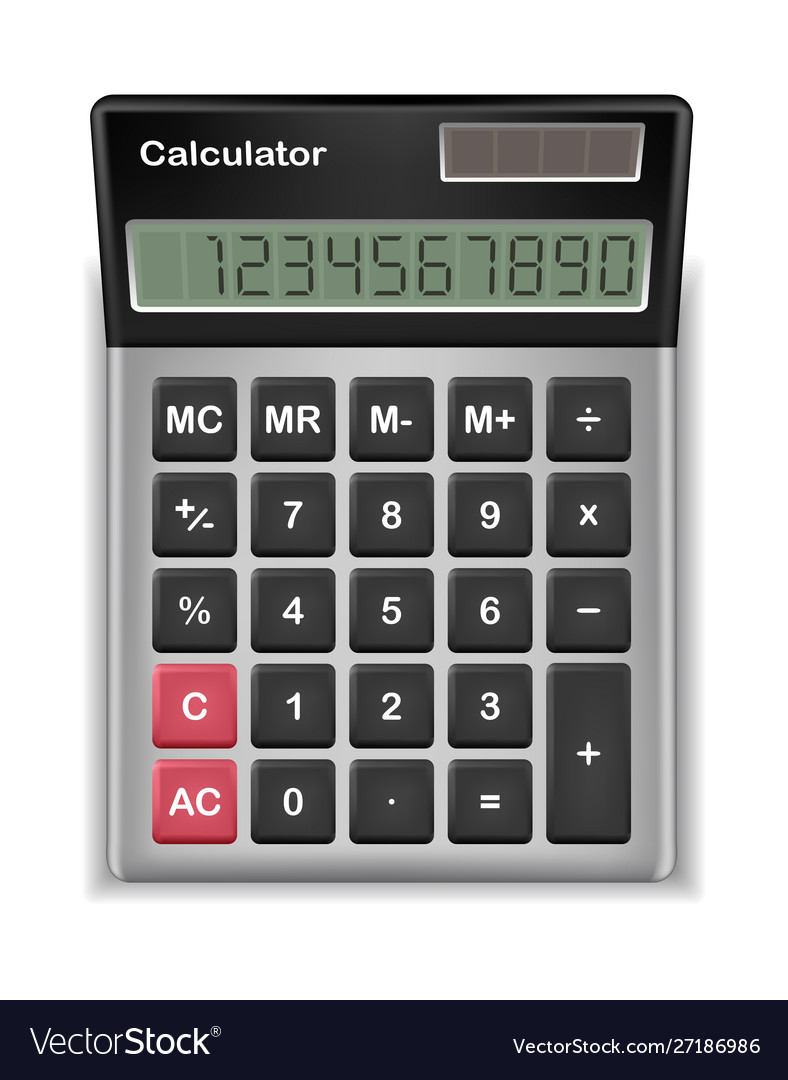 Top View Real Calculator On A White Background Vector Image