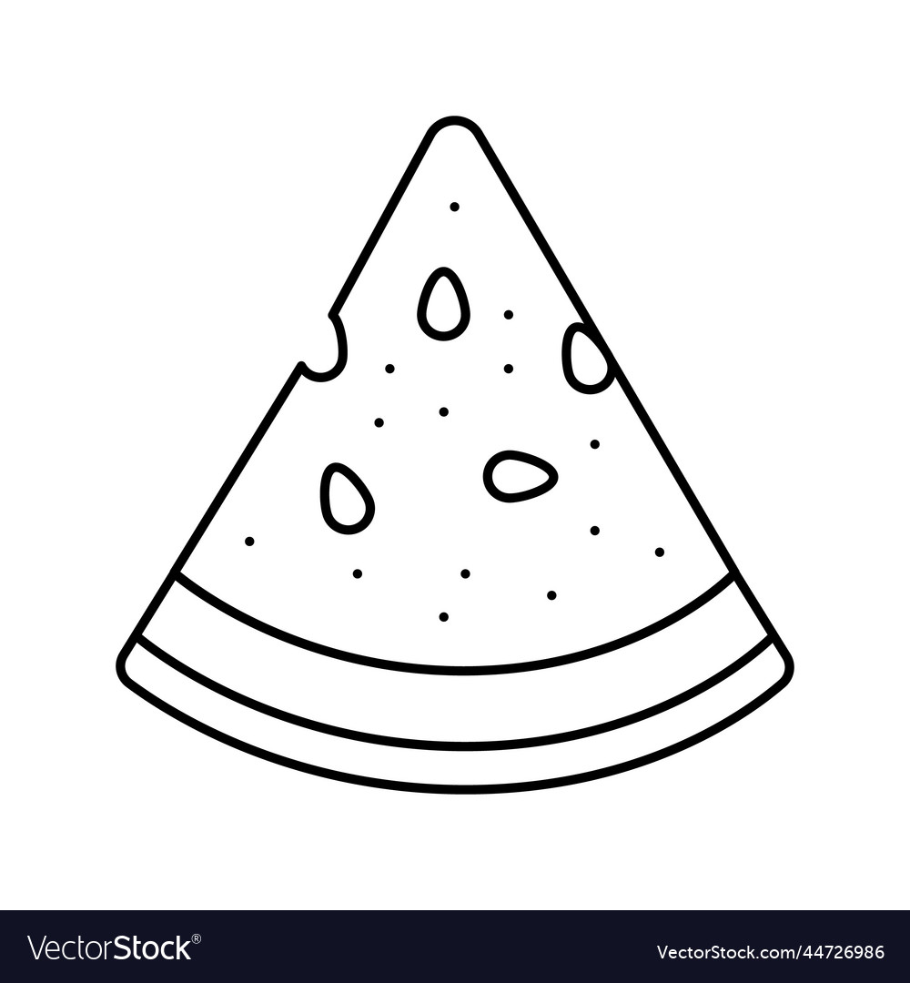 Triangular slice watermelon line icon vector image Triangular slice watermelon line icon