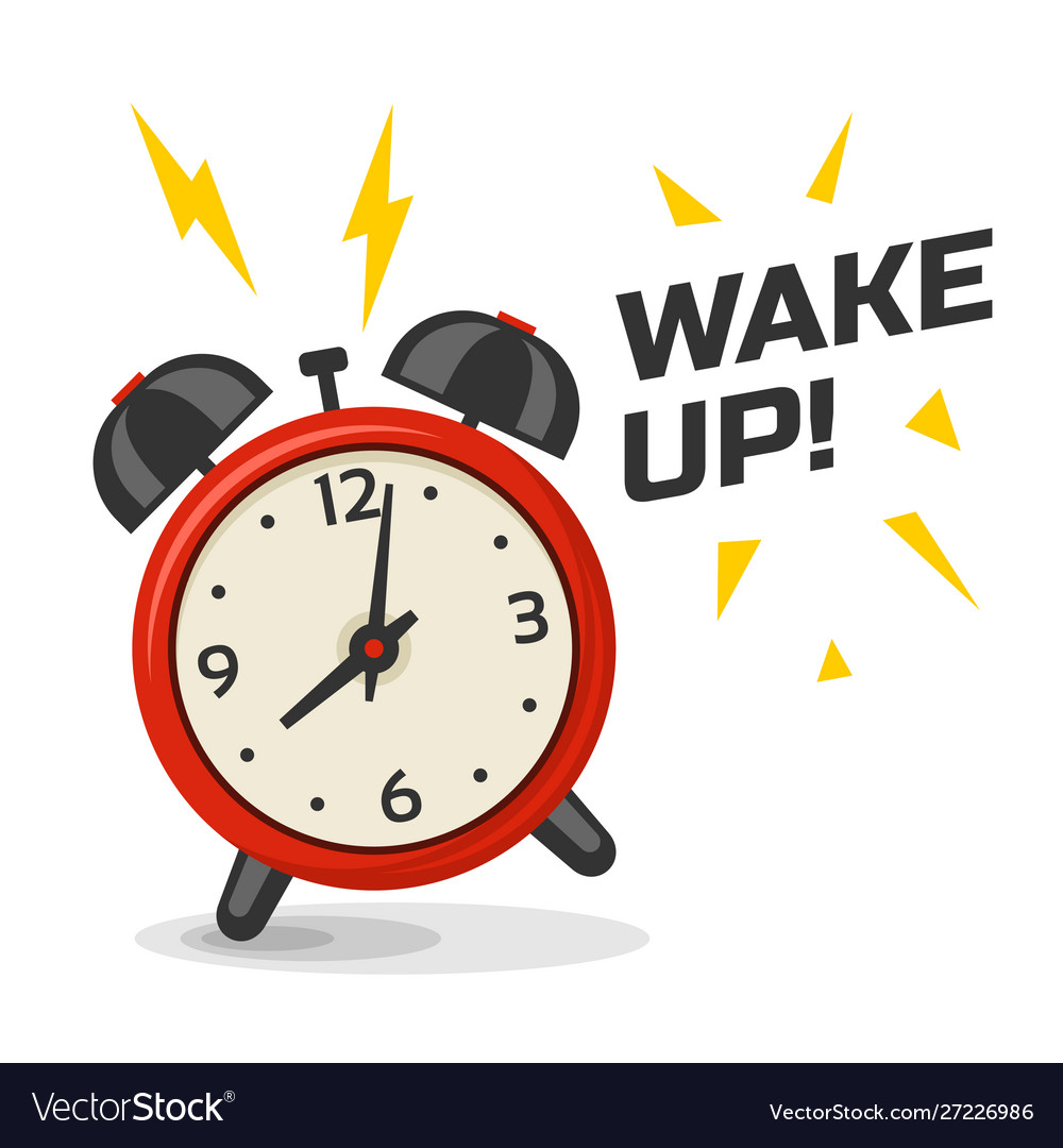 Wake up alarm clock with two bells Royalty Free Vector Image