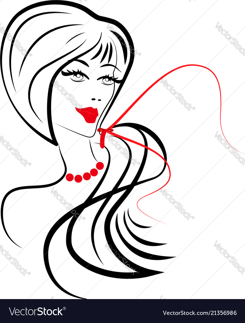 Women long hair style icon on white Royalty Free Vector