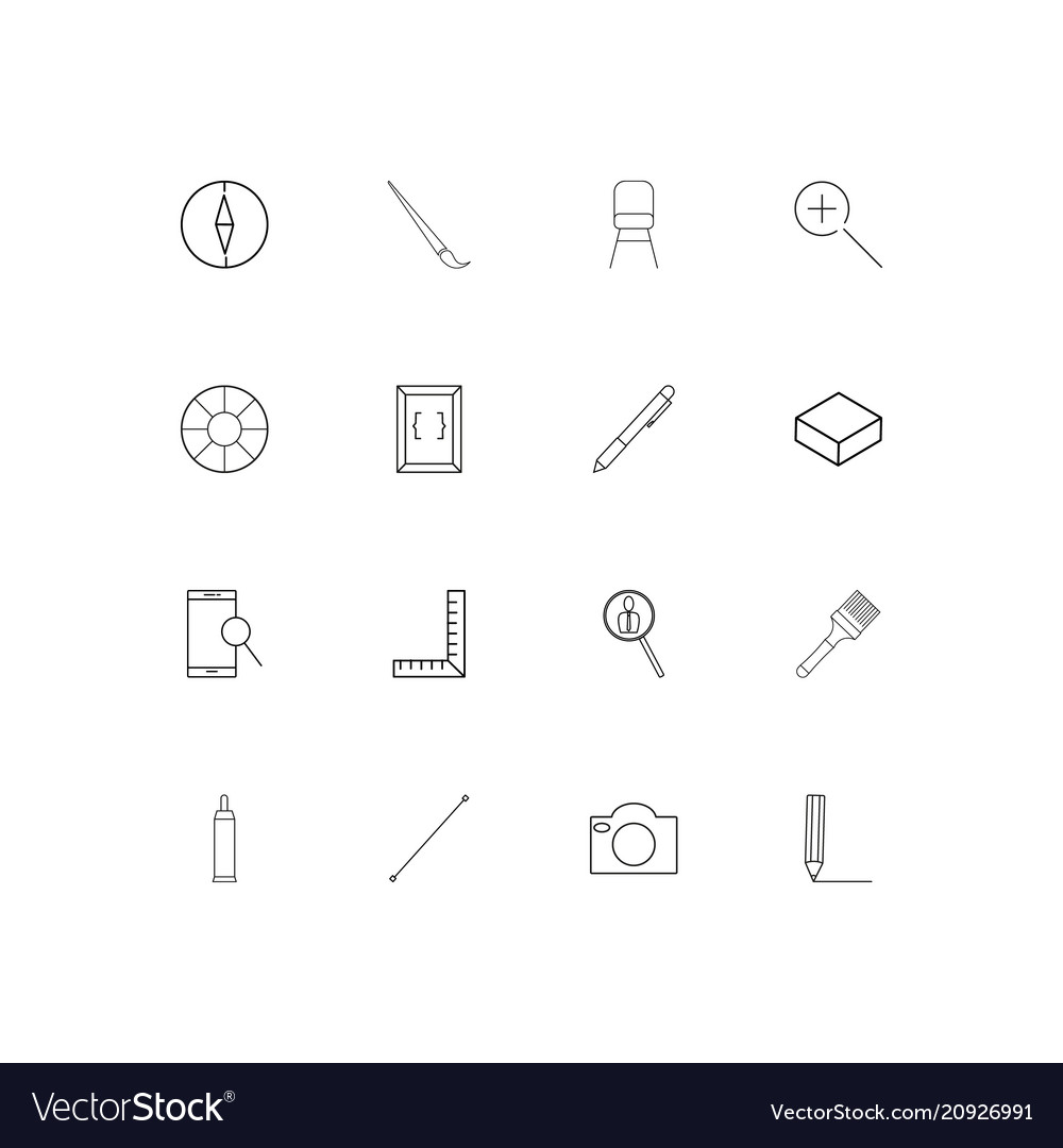 Creative process and design linear thin icons set