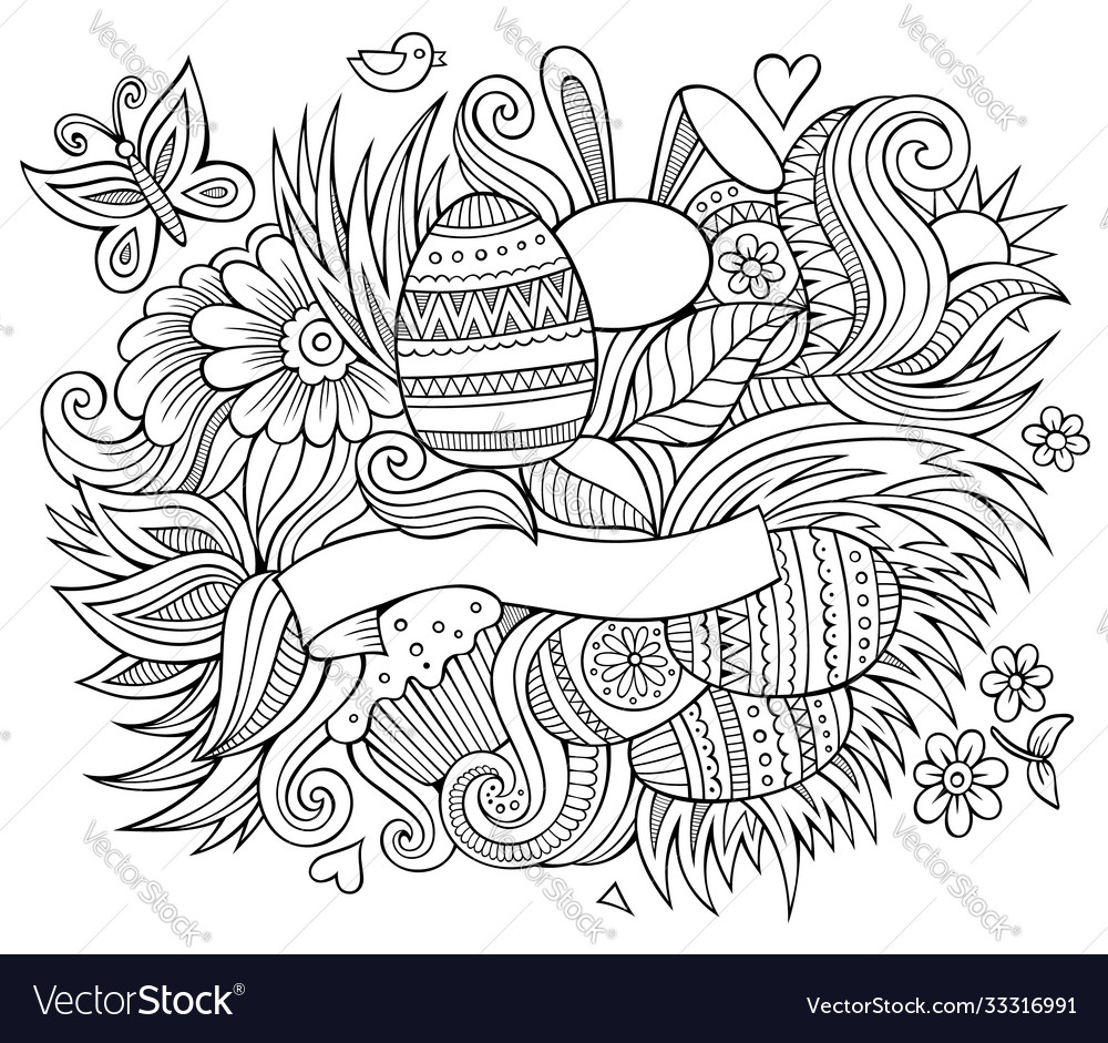 Easter hand drawn cartoon doodles vector image Easter hand drawn cartoon doodles