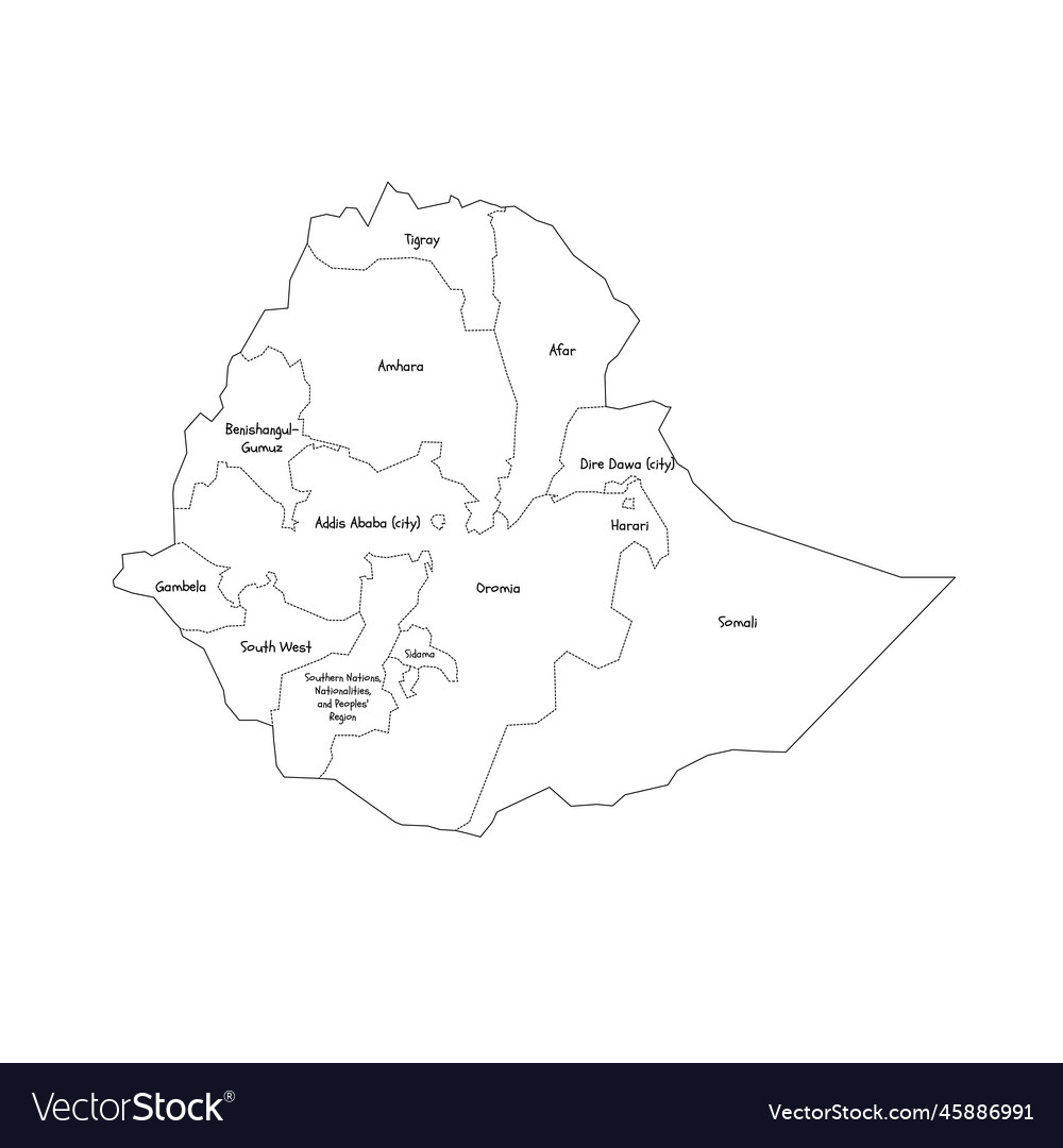 Ethiopia political map of administrative divisions vector image Ethiopia political map of administrative divisions