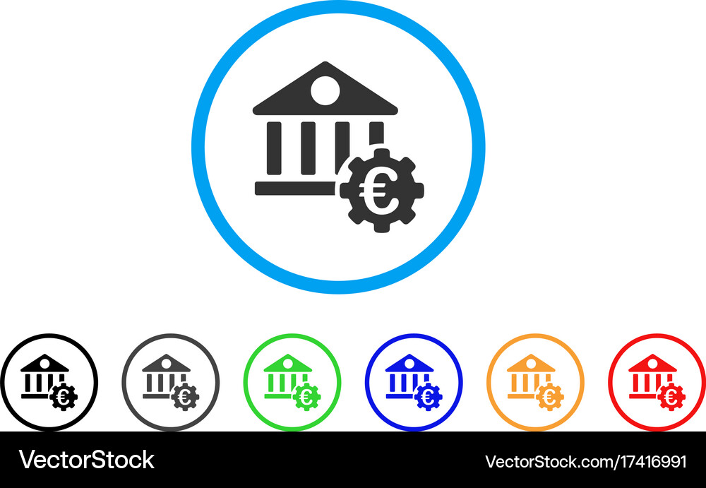 Euro bank building options rounded icon Royalty Free Vector