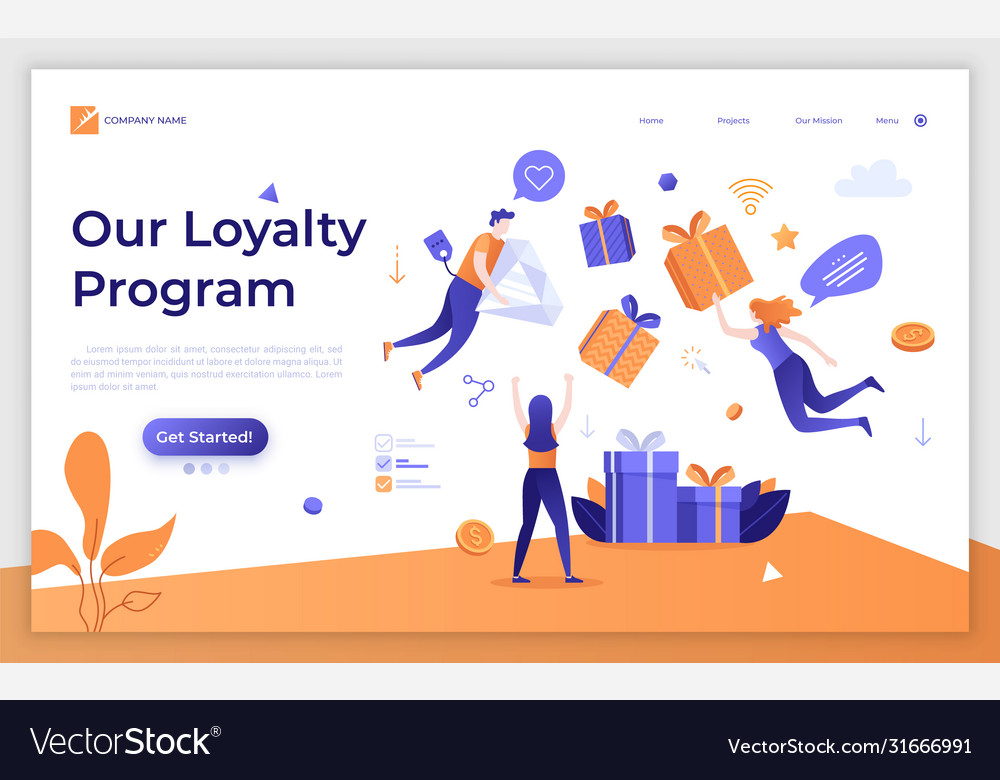 Flat landing page template Royalty Free Vector Image