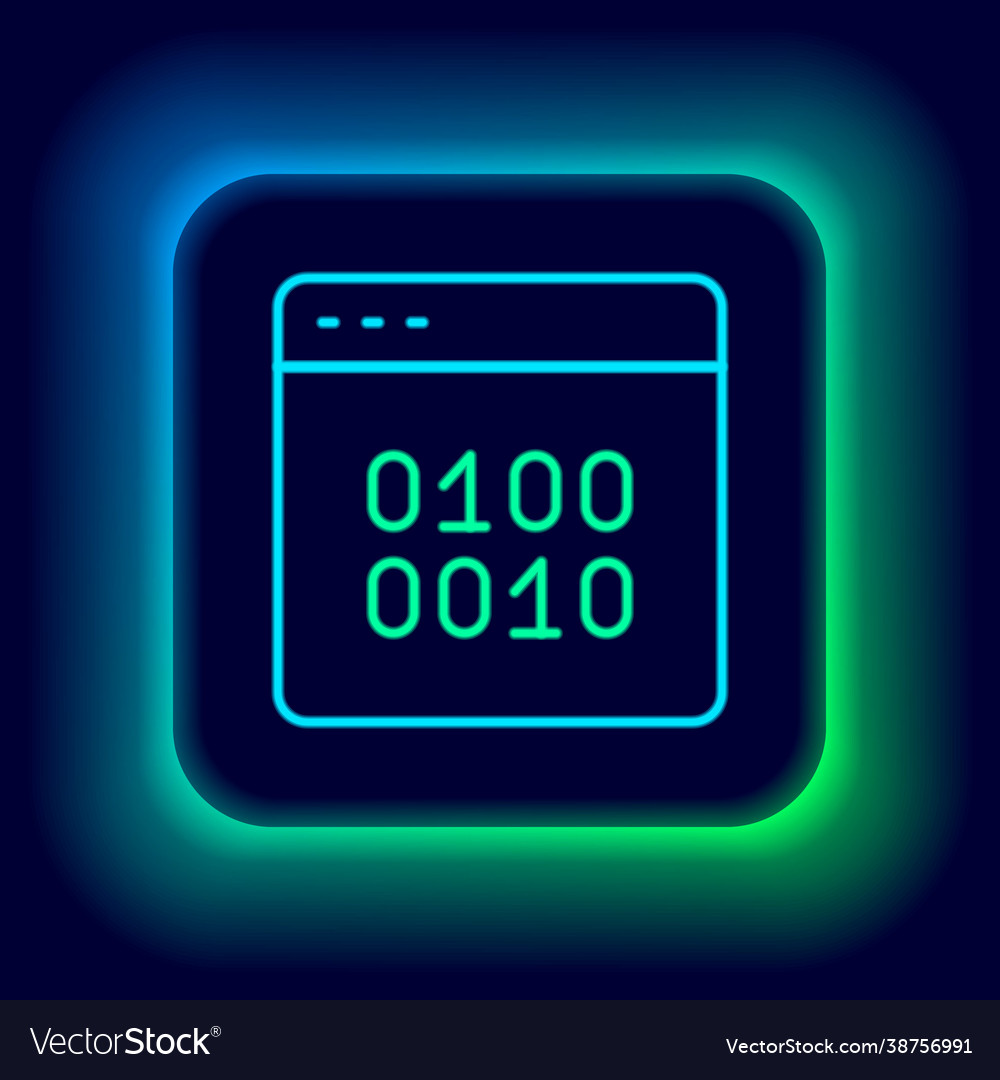 Glowing neon line binary code icon isolated vector image Glowing neon line binary code icon isolated